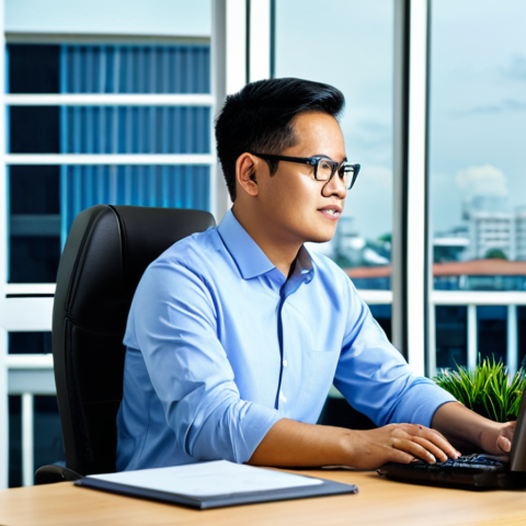 필리핀에서 취업하는 법 - IT Professional**

"A professional IT specialist in a modern, brightly lit office in Manila, working...