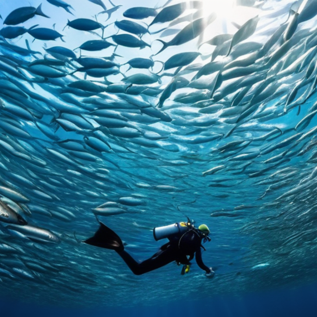세부 섬 스쿠버다이빙 명소 - **Prompt: Moalboal Sardine Run Spectacle**
    A breathtaking underwater scene capturing the famed M...