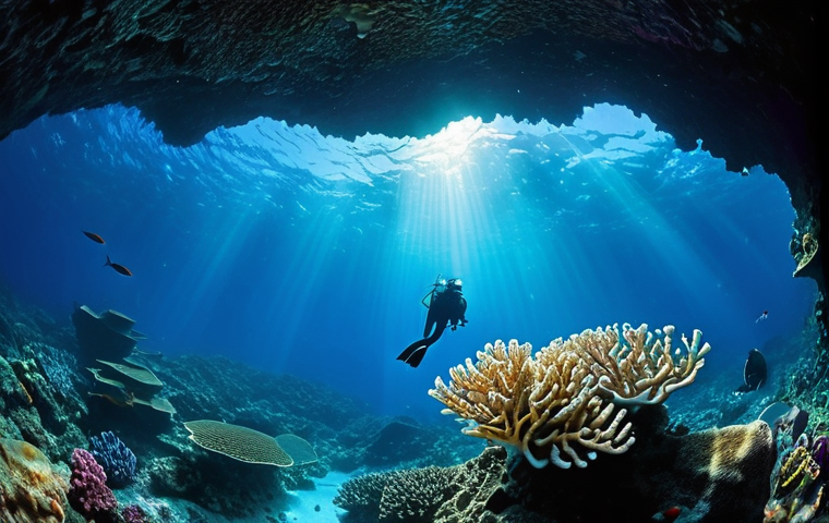 세부 섬 스쿠버다이빙 명소 - **Prompt: Malapascua Thresher Shark Dawn Encounter**
    A serene yet thrilling underwater scene at ...