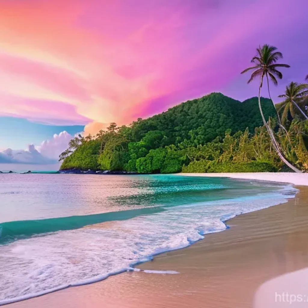 필리핀 비자 발급 절차 - **Paradise Sunset on a Philippine Beach:** A wide shot of a pristine white-sand beach in the Philipp...