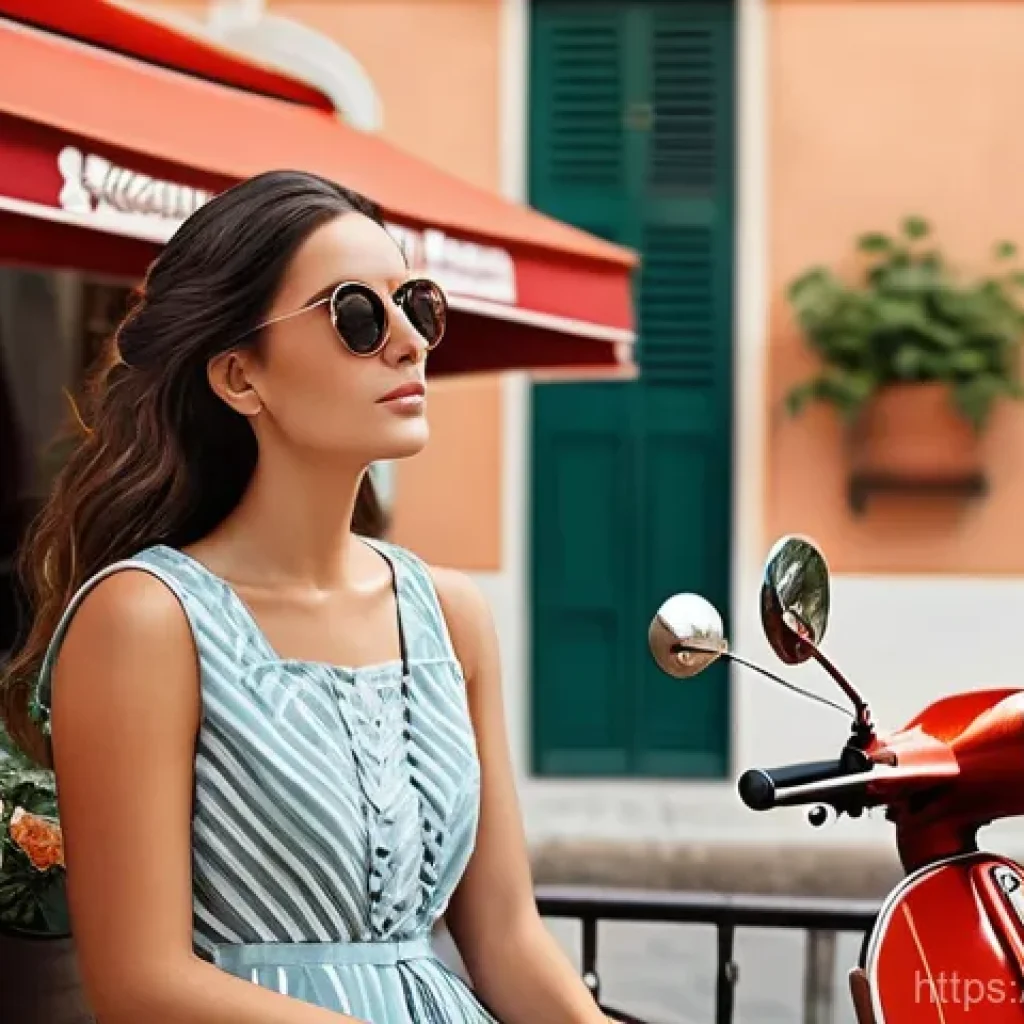 필리핀 지프니 이용법 - A charming Italian piazza on a sunny afternoon. A young woman in a stylish, modest sundress and sung...