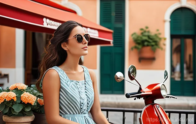 필리핀 지프니 이용법 - A charming Italian piazza on a sunny afternoon. A young woman in a stylish, modest sundress and sung...