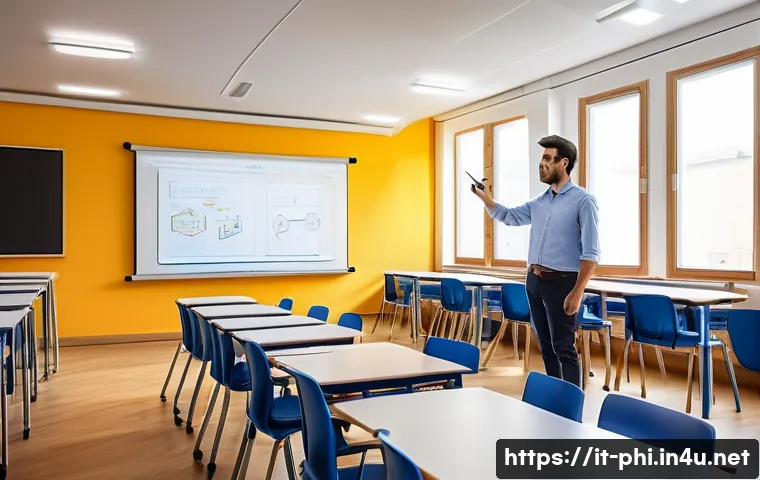 필리핀 사립학교와 공립학교 차이 - A bright and modern private school classroom in Italy, featuring small groups of diverse students ac...